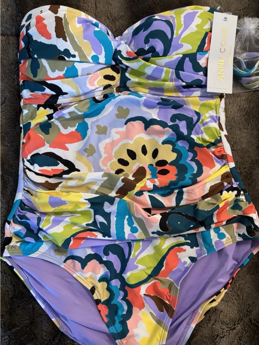 Brand New With Tags Anne Cole One Piece Swimsuit Size 12 Removable Strap